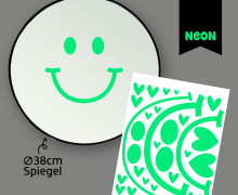 Neon Rub-On Sticker - Fröhliche Gesichter - BIG - Grün - für Spiegel - Tante Henni Rubon - vielfältig nutzbar