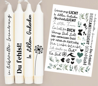 DIN A4 - Tattoofolie - In liebevoller Erinnerung - für Kerzen / Keramik