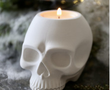 Silikon - Gießform - Totenkopf Kerzenhalter - schlicht - für Teelichter - vielfältig nutzbar
