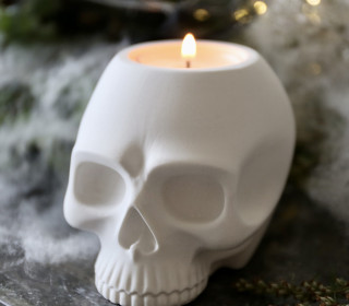 Silikon - Gießform - Totenkopf Kerzenhalter - schlicht - für Teelichter - vielfältig nutzbar