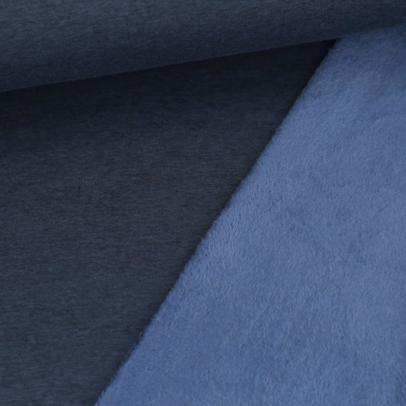 Leichter Alpenfleece - Purring Fur - Kuschelstoff - 260g - Uni - Taubenblau Dunkel Meliert