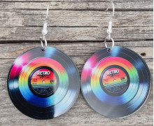 1 Paar Spiegel Ohrringe - Schallplatte - Schwarz/Regenbogenfarben - leichte Acryl Ohrringe - super leicht - Statement Ohrringe - Namensklang