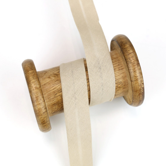 3 Meter Schrägband - Baumwolle - Sand - Uni - 2cm x 3m - Zugeschnitten