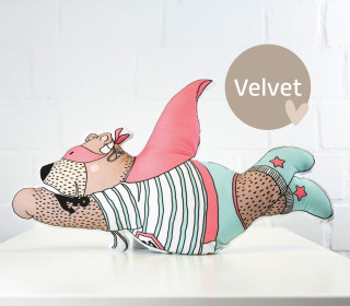 Kissenstoff - DIY - Kissen - CI-Bär Heldenbär - Rosa - Velvet - Treeebird - abby and amy - Formkissen-Set