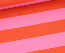 Sommersweat - French Terry - Bicolored Stripes - Orange/Rosa