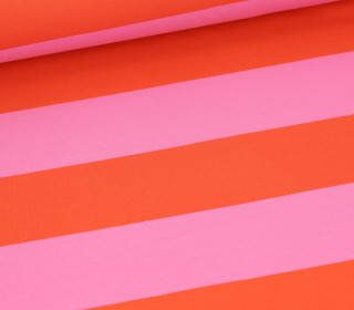 Sommersweat - French Terry - Bicolored Stripes - Orange/Rosa