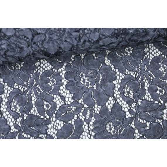 Stoff - Spitze - Leicht Elastisch - Blumen - Blassblau