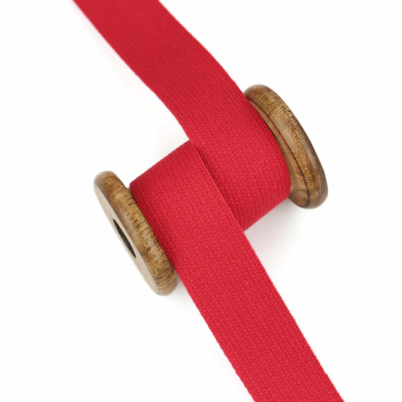 1m Weiches Gurtband - Uni - Baumwolle - 30mm - Stärke 1,4mm - Dunkelrot