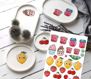 Rub-On Sticker - Zitronlein/Kirschlein/Erbsen/Erdbeerlein/Cupcake/Jam - Tante Henni Rub-Ons - vielfältig nutzbar