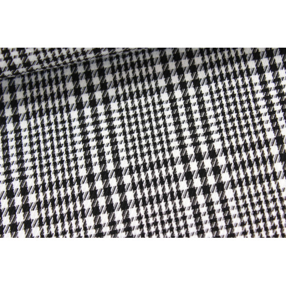 Viskose-Stoff Hahnentritt-Karo Schwarz-Weiß