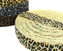 1m Gummiband - elastisch - Leopard - 40mm - Wildlife - Mattgelb/Orange