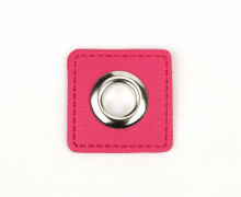 Kunstleder Öse - Quadrat - 11mm - Square - Patches - Pink/Silber