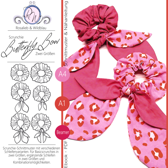 Freebook Scrunchie ButterflyBow zwei Größen