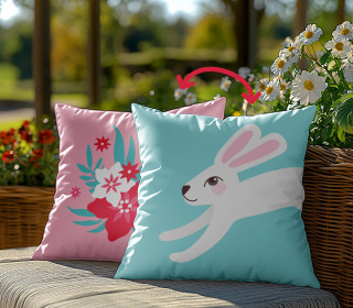 Genähtes Kissen inkl. Inlet - Frühlingshasen - Rosa/Hellblau - Kathi Bondzio - Mein Hanseherz