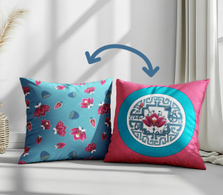 Genähtes Kissen inkl. Inlet - Colorful Koi - Pink - Türkisblau - Frida Kreativ - Mein Hanseherz