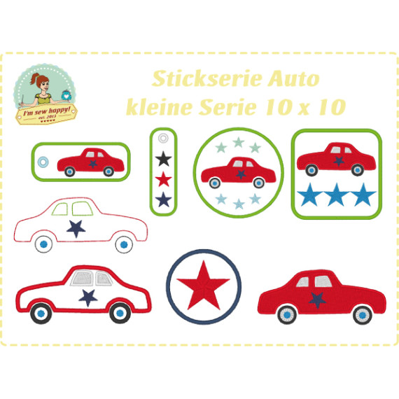 Stick Datei -   Kleine Stickserie Auto 10 x 10