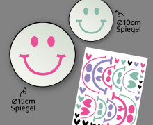 Rub-On Sticker - Fröhliche Gesichter - mini - Pink/Flieder/Mint - für Spiegel - Tante Henni Rub-Ons - vielfältig nutzbar