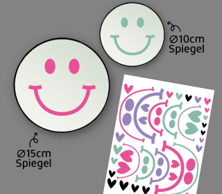 Rub-On Sticker - Fröhliche Gesichter - mini - Pink/Flieder/Mint - für Spiegel - Tante Henni Rub-Ons - vielfältig nutzbar