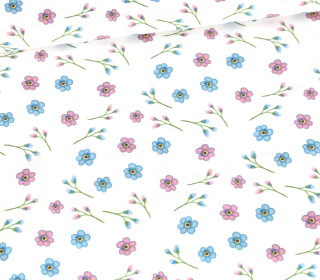 Modal Jersey - Vergissmeinnicht - Blumen - Weiß - Nature Rafa Design - abby and me