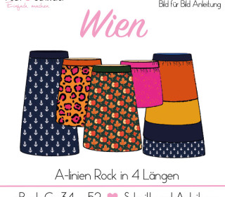 E-Book – Rock „Wien“ A-Linien-Rock in 4 Längen Gr. 34 – 52 in A4 und A0 (Einzel- und Mehrgrößenschnitt) Pech und Schwefel , Pech&Schwefel