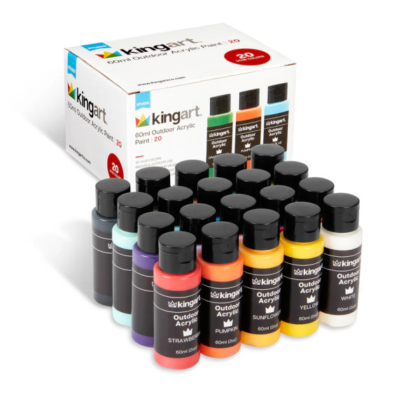 Acrylfarbe Set - 20x 60ml - Outdoor - Wasserbasis - kingart - 20 Farben