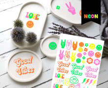 Neon Rub-On Sticker - Good Vibes - Tante Henni Rubon - vielfältig nutzbar