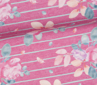 Sommersweat - Boho Flower Stripes - Pink - Meliert - NIKIKO