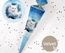 DIY-Nähset Schultüte - White Cat - Stars - Velvet - zum selber Nähen