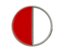 1 Metall-Polyesterknopf - Rund - 25mm -  Öse - Silber/Rot