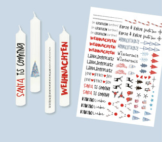 DIN A4 - Tattoofolie - Weihnachtscountdown - für Baumkerzen - Weihnachten