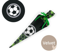DIY-Nähset Schultüte - GESCHWISTERTÜTE - Fußball - Schwarz/Grün/Grau - Velvet - abby and amy