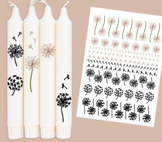 DIN A4 - Tattoofolie - Pusteblumen - KnilchArt Design - für Kerzen / Keramik
