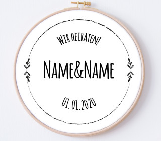 DIY Stickrahmen - Wir heiraten - personalisiertes Stickrahmen Bild - zum Selbermachen