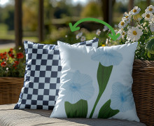 Genähtes Kissen inkl. Inlet - Modern Folk Flowers  - Hellblau - Mein Hanseherz