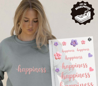 Onkel Bo's Bügelbilder - DIN A4 - Happiness - Stickoptik - BIG