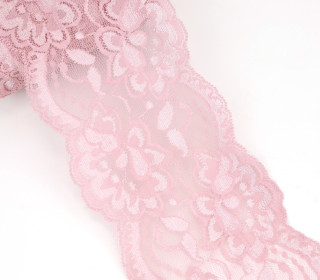 1m elastische Spitze - 95mm - Blumen - Altrosé