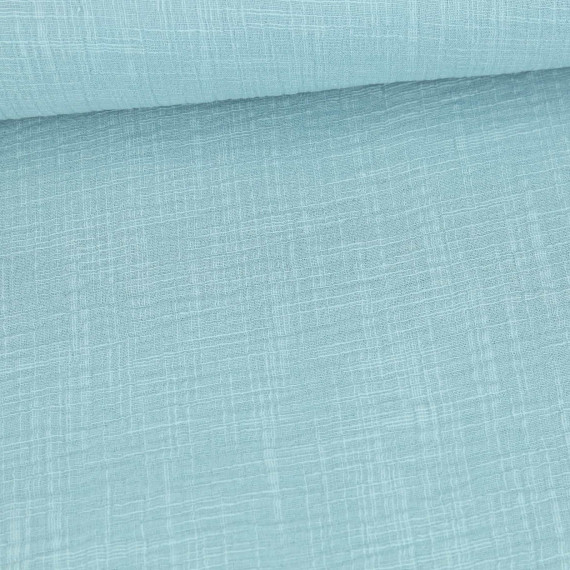 Musselin - Muslin - Double Gauze - Schnuffeltuch - Windeltuch - Uni - Slub-Garn - Pastelltürkis