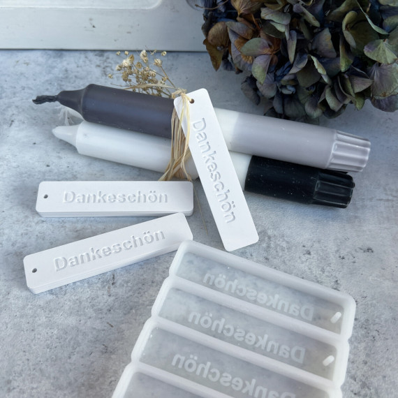 Silikon - Gießform - Dankeschön - 4er Set - Anhänger - vielfältig nutzbar