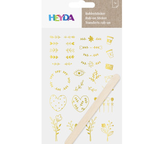 1 Bogen Rubbelsticker - Inkl. Holzstick - Ornamente - Gold Glänzend