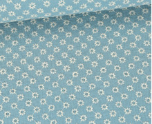 Musselin - Muslin - Double Gauze - Bestickt - Gänseblümchen - Pastelltürkis