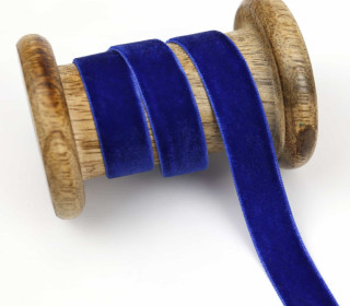 1 Meter Samtband - Zierband - Dekoband - 15 mm - Blau