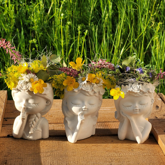 Silikon - Gießform - Blumenmädchen - Teelichthalter - kleines Pflanztöpfchen - Mädchen 2 - vielfältig nutzbar