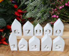 Silikon - Gießform - 10ner Set Häuser - mit Zahlen 0-9 - vielfältig nutzbar