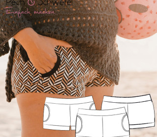 E-Book – Hotpants „Lanzarote“ kurze Sommerhose mit und ohne Taschen Gr. 34 – 52 in A4 und A1 von Pech & Schwefel