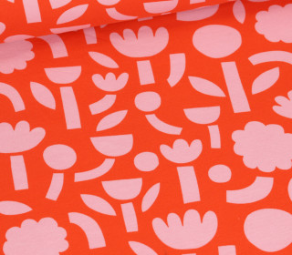 Bio Jersey - JENNIFER BOURON - Tetris Flowers - Orangerot