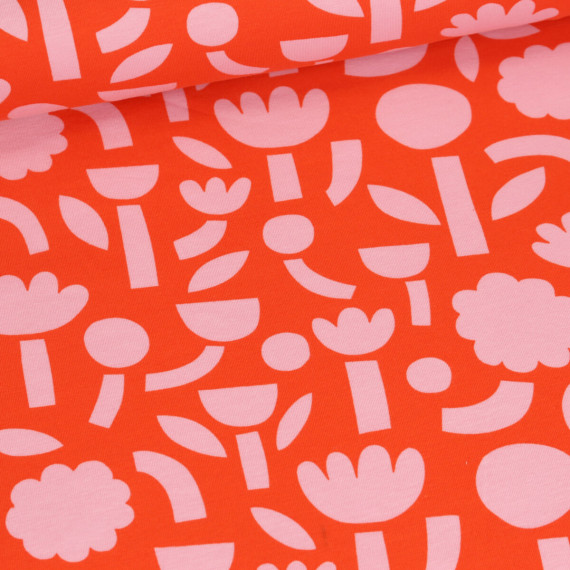 Bio Jersey - JENNIFER BOURON - Tetris Flowers - Orangerot