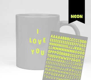Neon Rub-On Sticker - Buchstaben - Gelb - Tante Henni Rubon - vielfältig nutzbar