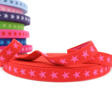 1 Meter Gummiband - Sterne - 20mm - Rot/Pink