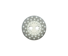 1 Polyesterknopf - Rund - 15mm - 2-Loch - Kinder - Punkte - Grau