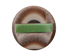 1 Polyesterknopf - Rund - 25mm - Öse - Erhaben - Muster - Braun/Maigrün